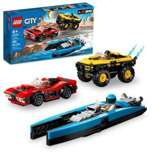 LEGO City 60395 Combo Race Pack , Includes a Sports Car, SUV, Speedboat
